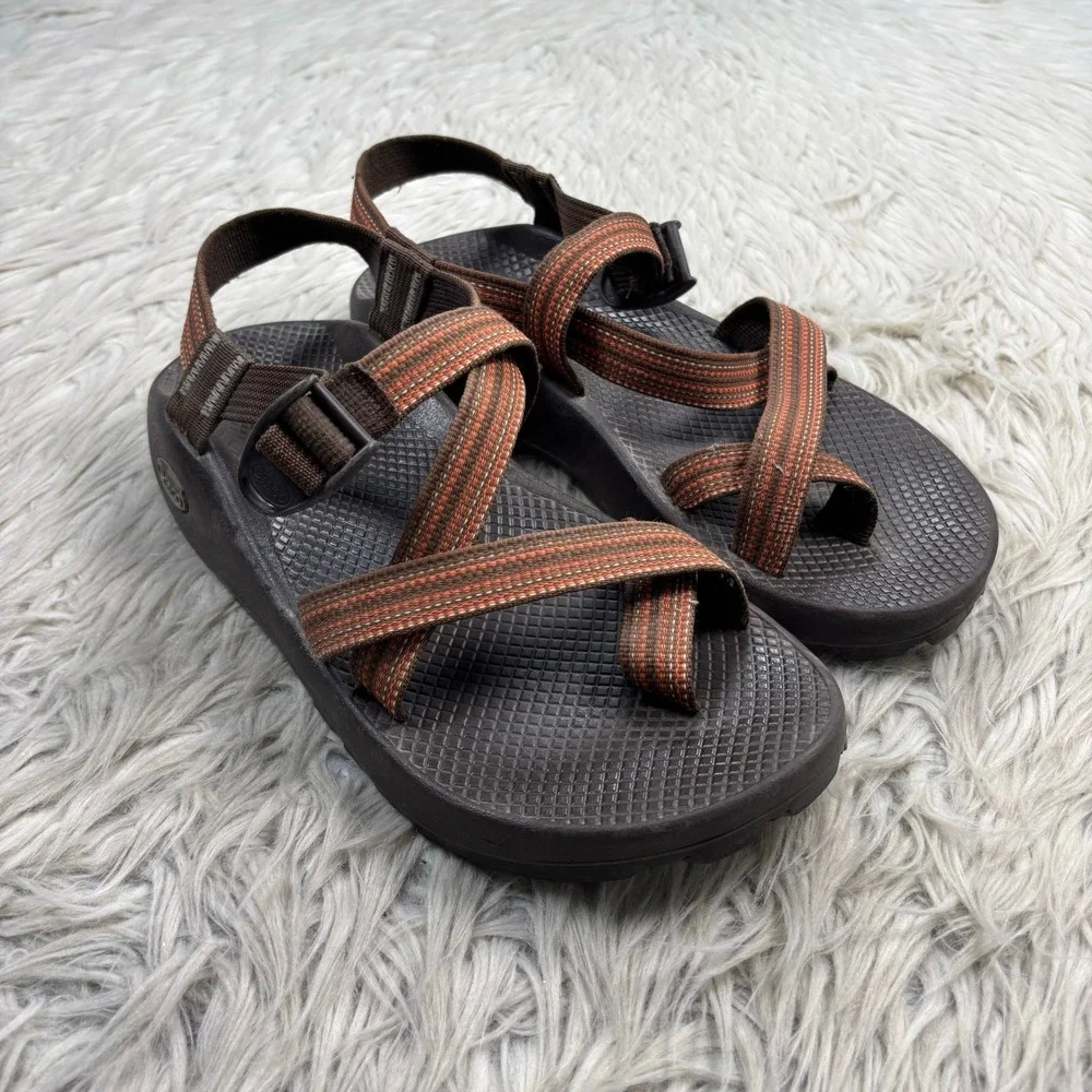 Chaco Men's 9 Brown Orange Z/2 Sport Sandals Toe Loop Hiking Gorpcore